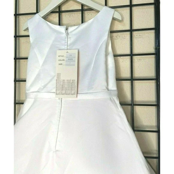 NWT NEW White Satin, Chiffon Sweetie Pie Pageant/Party/Formal Gown 7Y-Fit 7/8/9Y